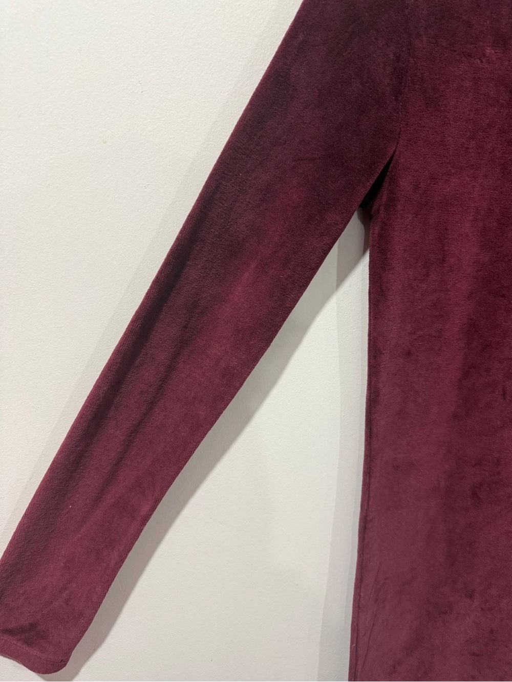 Jets Frans Burgundy Velour Zip Mock Neck Mini Dress Tunic Size S - Picture 5 of 8